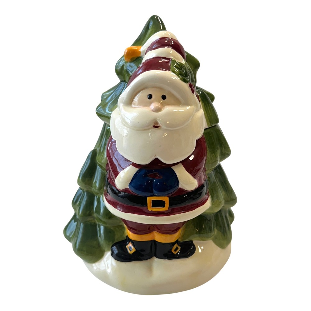 SCM Designs Santa Christmas Tree Cookie Jar‎ Holiday Decor Festive